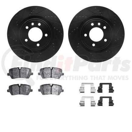 8512-11043 by DYNAMIC FRICTION COMPANY - Rotors-Drilled & Slotted-Black w/ 5000 Advanced Brake Pads Incl Hdw