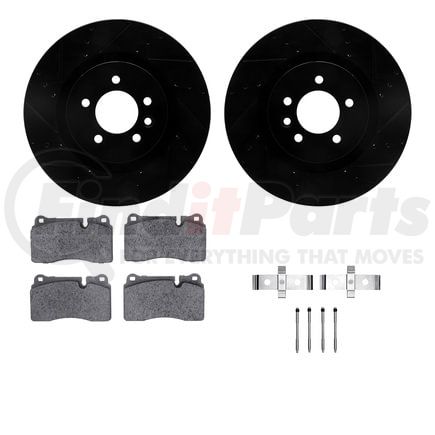 8512-11091 by DYNAMIC FRICTION COMPANY - Rotors-Drilled & Slotted-Black w/ 5000 Advanced Brake Pads Incl Hdw