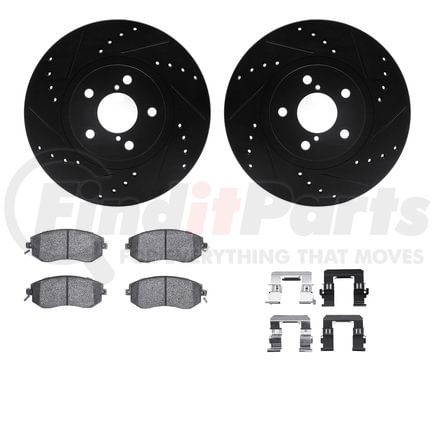 8512-13011 by DYNAMIC FRICTION COMPANY - Rotors-Drilled & Slotted-Black w/ 5000 Advanced Brake Pads Incl Hdw