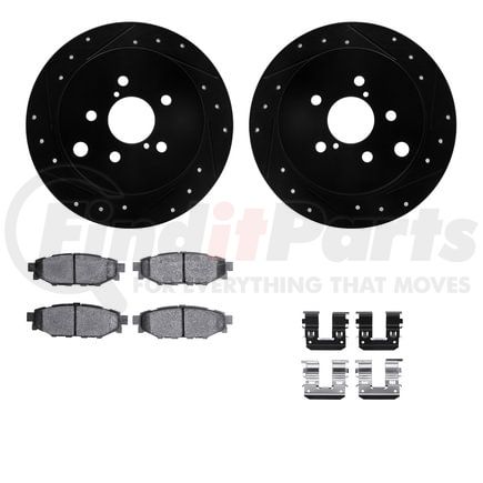 8512-13043 by DYNAMIC FRICTION COMPANY - Brake Rotor - Dimpled & Slotted - Black w/5000 Brake Pads & HW Kit