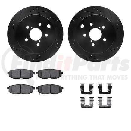 8512-13045 by DYNAMIC FRICTION COMPANY - Brake Rotor - Dimpled & Slotted - Black w/5000 Brake Pads & HW Kit