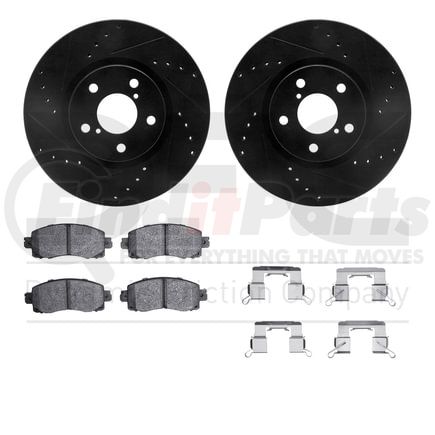 8512-13049 by DYNAMIC FRICTION COMPANY - Rotors-Drilled & Slotted-Black w/ 5000 Advanced Brake Pads Incl Hdw