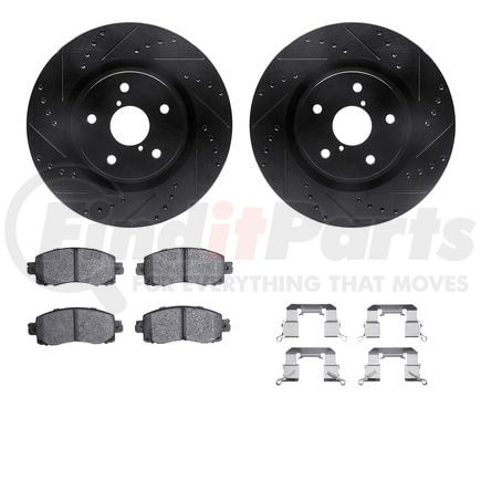 8512-13055 by DYNAMIC FRICTION COMPANY - Rotors-Drilled & Slotted-Black w/ 5000 Advanced Brake Pads Incl Hdw