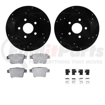 8512-20008 by DYNAMIC FRICTION COMPANY - Rotors-Drilled & Slotted-Black w/ 5000 Advanced Brake Pads Incl Hdw