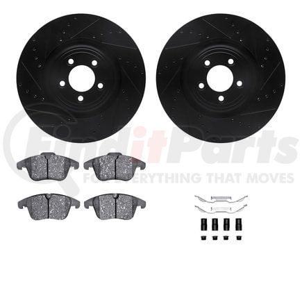 8512-20016 by DYNAMIC FRICTION COMPANY - Rotors-Drilled & Slotted-Black w/ 5000 Advanced Brake Pads Incl Hdw