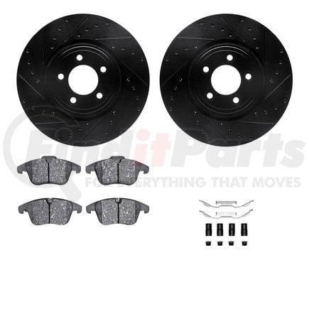 8512-20013 by DYNAMIC FRICTION COMPANY - Rotors-Drilled & Slotted-Black w/ 5000 Advanced Brake Pads Incl Hdw