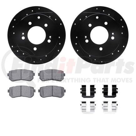 8512-21017 by DYNAMIC FRICTION COMPANY - Rotors-Drilled & Slotted-Black w/ 5000 Advanced Brake Pads Incl Hdw