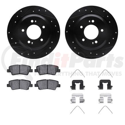 8512-21021 by DYNAMIC FRICTION COMPANY - Rotors-Drilled & Slotted-Black w/ 5000 Advanced Brake Pads Incl Hdw