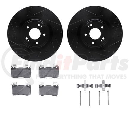 8512-21048 by DYNAMIC FRICTION COMPANY - Rotors-Drilled & Slotted-Black w/ 5000 Advanced Brake Pads Incl Hdw