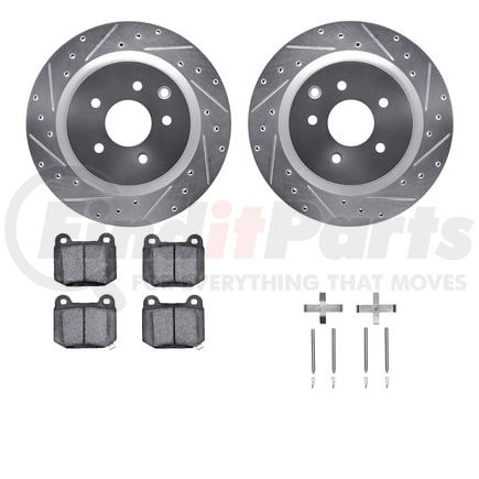7612-68002 by DYNAMIC FRICTION COMPANY - Rotors-Drilled & Slotted-Silver w/ 5000 Euro Ceramic Brake Pads Incl Hdw