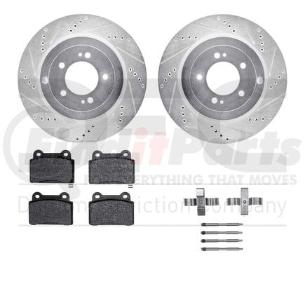 7612-72002 by DYNAMIC FRICTION COMPANY - Rotors-Drilled & Slotted-Silver w/ 5000 Euro Ceramic Brake Pads Incl Hdw