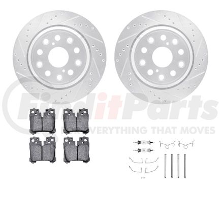7612-75002 by DYNAMIC FRICTION COMPANY - Rotors-Drilled & Slotted-Silver w/ 5000 Euro Ceramic Brake Pads Incl Hdw