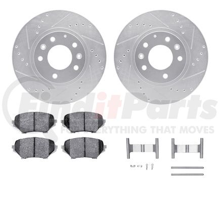 7612-80003 by DYNAMIC FRICTION COMPANY - Rotors-Drilled & Slotted-Silver w/ 5000 Euro Ceramic Brake Pads Incl Hdw