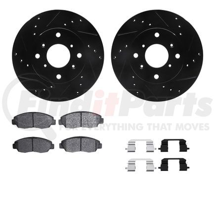 8512-59027 by DYNAMIC FRICTION COMPANY - Rotors-Drilled & Slotted-Black w/ 5000 Advanced Brake Pads Incl Hdw