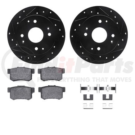 8512-59030 by DYNAMIC FRICTION COMPANY - Rotors-Drilled & Slotted-Black w/ 5000 Advanced Brake Pads Incl Hdw