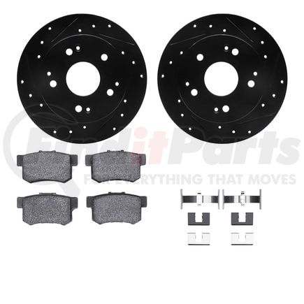 8512-59032 by DYNAMIC FRICTION COMPANY - Rotors-Drilled & Slotted-Black w/ 5000 Advanced Brake Pads Incl Hdw