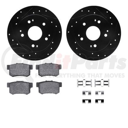 8512-59031 by DYNAMIC FRICTION COMPANY - Rotors-Drilled & Slotted-Black w/ 5000 Advanced Brake Pads Incl Hdw
