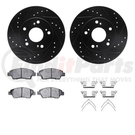 8512-59038 by DYNAMIC FRICTION COMPANY - Rotors-Drilled & Slotted-Black w/ 5000 Advanced Brake Pads Incl Hdw