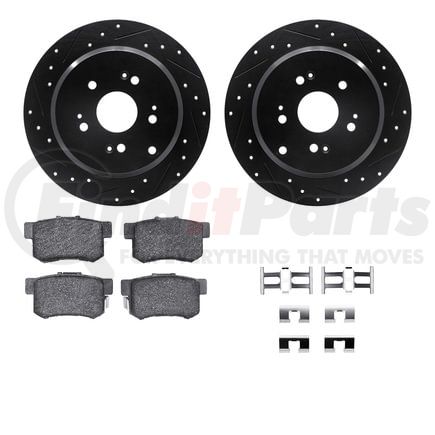 8512-59041 by DYNAMIC FRICTION COMPANY - Brake Rotor - Dimpled & Slotted - Black w/5000 Brake Pads & HW Kit