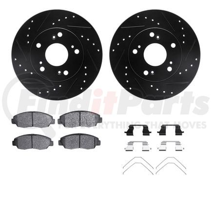 8512-59039 by DYNAMIC FRICTION COMPANY - Rotors-Drilled & Slotted-Black w/ 5000 Advanced Brake Pads Incl Hdw