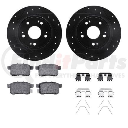 8512-59044 by DYNAMIC FRICTION COMPANY - Rotors-Drilled & Slotted-Black w/ 5000 Advanced Brake Pads Incl Hdw