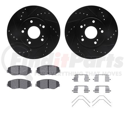 8512-59046 by DYNAMIC FRICTION COMPANY - Rotors-Drilled & Slotted-Black w/ 5000 Advanced Brake Pads Incl Hdw