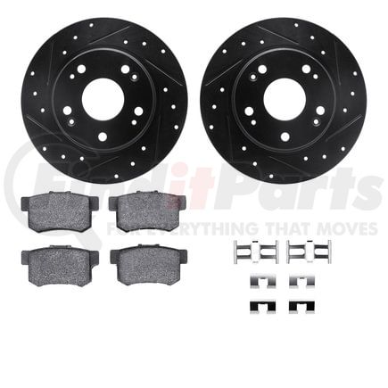 8512-59049 by DYNAMIC FRICTION COMPANY - Rotors-Drilled & Slotted-Black w/ 5000 Advanced Brake Pads Incl Hdw