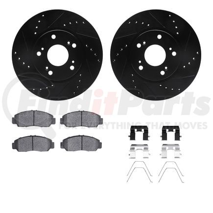 8512-59048 by DYNAMIC FRICTION COMPANY - Rotors-Drilled & Slotted-Black w/ 5000 Advanced Brake Pads Incl Hdw