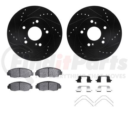 8512-59051 by DYNAMIC FRICTION COMPANY - Rotors-Drilled & Slotted-Black w/ 5000 Advanced Brake Pads Incl Hdw