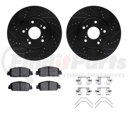 8512-59055 by DYNAMIC FRICTION COMPANY - Rotors-Drilled & Slotted-Black w/ 5000 Advanced Brake Pads Incl Hdw