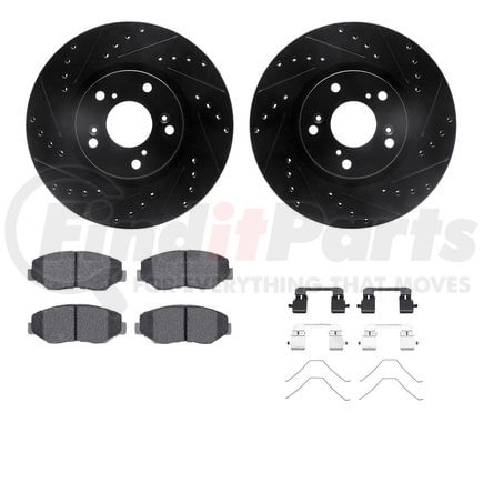 8512-59067 by DYNAMIC FRICTION COMPANY - Brake Rotor - Dimpled & Slotted - Black w/5000 Brake Pads & HW Kit