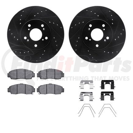 8512-59066 by DYNAMIC FRICTION COMPANY - Rotors-Drilled & Slotted-Black w/ 5000 Advanced Brake Pads Incl Hdw