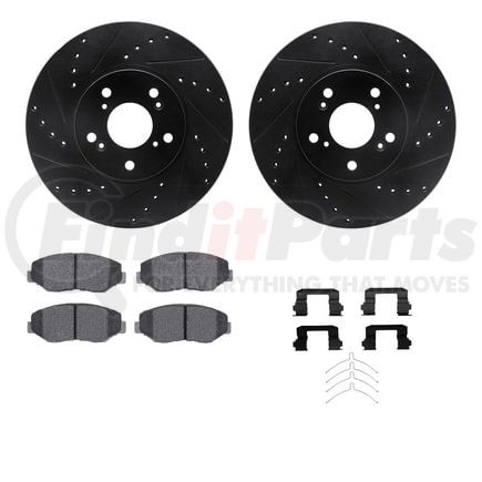 8512-59069 by DYNAMIC FRICTION COMPANY - Brake Rotor - Dimpled & Slotted - Black w/5000 Brake Pads & HW Kit