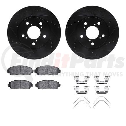 8512-59077 by DYNAMIC FRICTION COMPANY - Rotors-Drilled & Slotted-Black w/ 5000 Advanced Brake Pads Incl Hdw
