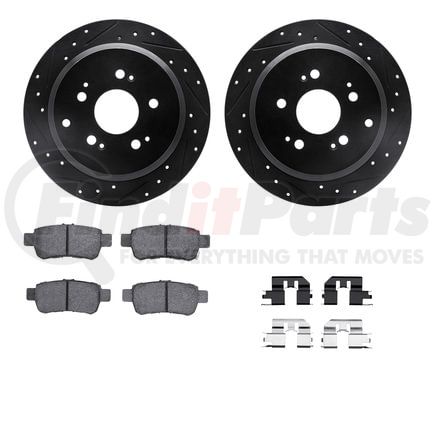 8512-59079 by DYNAMIC FRICTION COMPANY - Rotors-Drilled & Slotted-Black w/ 5000 Advanced Brake Pads Incl Hdw