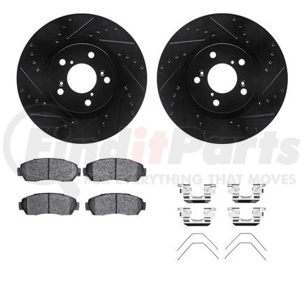 8512-59083 by DYNAMIC FRICTION COMPANY - Rotors-Drilled & Slotted-Black w/ 5000 Advanced Brake Pads Incl Hdw