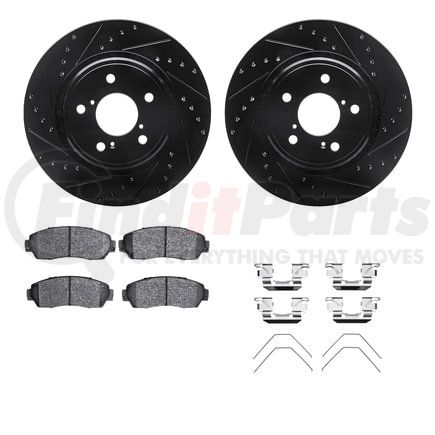 8512-59087 by DYNAMIC FRICTION COMPANY - Rotors-Drilled & Slotted-Black w/ 5000 Advanced Brake Pads Incl Hdw
