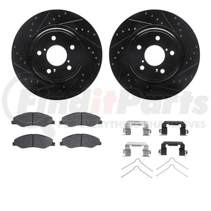 8512-59090 by DYNAMIC FRICTION COMPANY - Rotors-Drilled & Slotted-Black w/ 5000 Advanced Brake Pads Incl Hdw