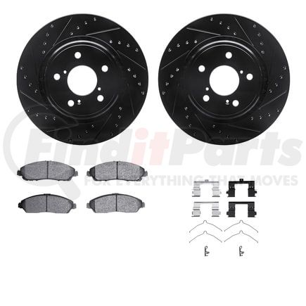 8512-59101 by DYNAMIC FRICTION COMPANY - Brake Rotor - Dimpled & Slotted - Black w/5000 Brake Pads & HW Kit