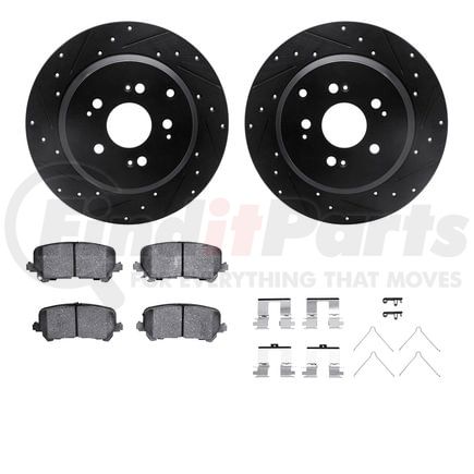8512-59102 by DYNAMIC FRICTION COMPANY - Brake Rotor - Dimpled & Slotted - Black w/5000 Brake Pads & HW Kit