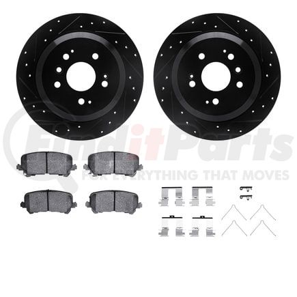 8512-59103 by DYNAMIC FRICTION COMPANY - Brake Rotor - Dimpled & Slotted - Black w/5000 Brake Pads & HW Kit