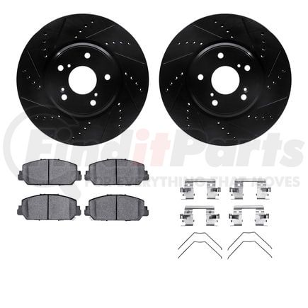 8512-59114 by DYNAMIC FRICTION COMPANY - Rotors-Drilled & Slotted-Black w/ 5000 Advanced Brake Pads Incl Hdw