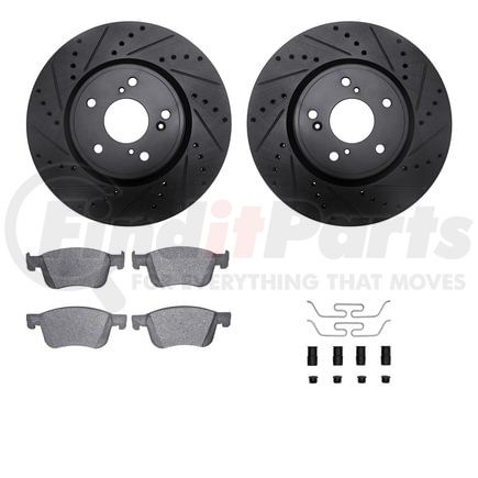 8512-59116 by DYNAMIC FRICTION COMPANY - Rotors-Drilled & Slotted-Black w/ 5000 Advanced Brake Pads Incl Hdw