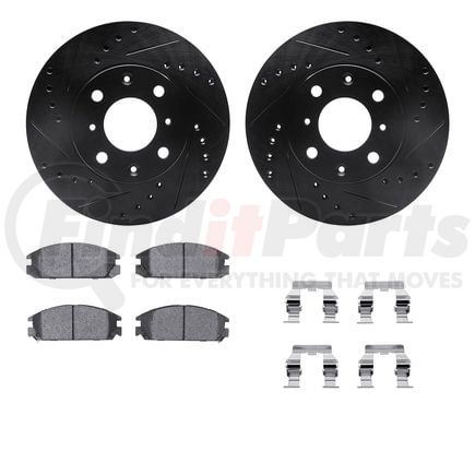 8512-59159 by DYNAMIC FRICTION COMPANY - Rotors-Drilled & Slotted-Black w/ 5000 Advanced Brake Pads Incl Hdw