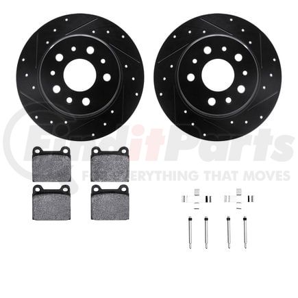 8512-63010 by DYNAMIC FRICTION COMPANY - Rotors-Drilled & Slotted-Black w/ 5000 Advanced Brake Pads Incl Hdw