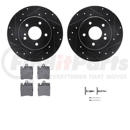 8512-63041 by DYNAMIC FRICTION COMPANY - Rotors-Drilled & Slotted-Black w/ 5000 Advanced Brake Pads Incl Hdw