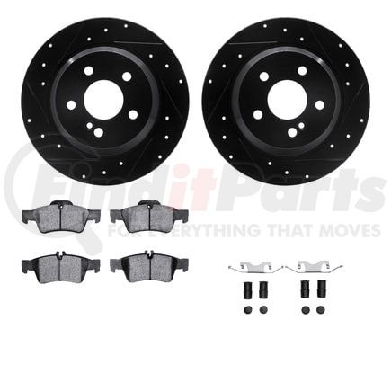 8512-63049 by DYNAMIC FRICTION COMPANY - Rotors-Drilled & Slotted-Black w/ 5000 Advanced Brake Pads Incl Hdw