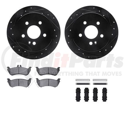 8512-63084 by DYNAMIC FRICTION COMPANY - Brake Rotor - Drilled & Slotted - Black w/5000 Brake Pads & HW Kit