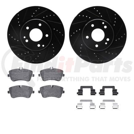8512-63302 by DYNAMIC FRICTION COMPANY - Rotors-Drilled & Slotted-Black w/ 5000 Advanced Brake Pads Incl Hdw