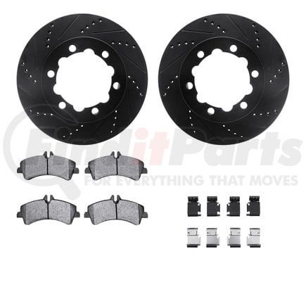 8512-63499 by DYNAMIC FRICTION COMPANY - Rotors-Drilled & Slotted-Black w/ 5000 Advanced Brake Pads Incl Hdw